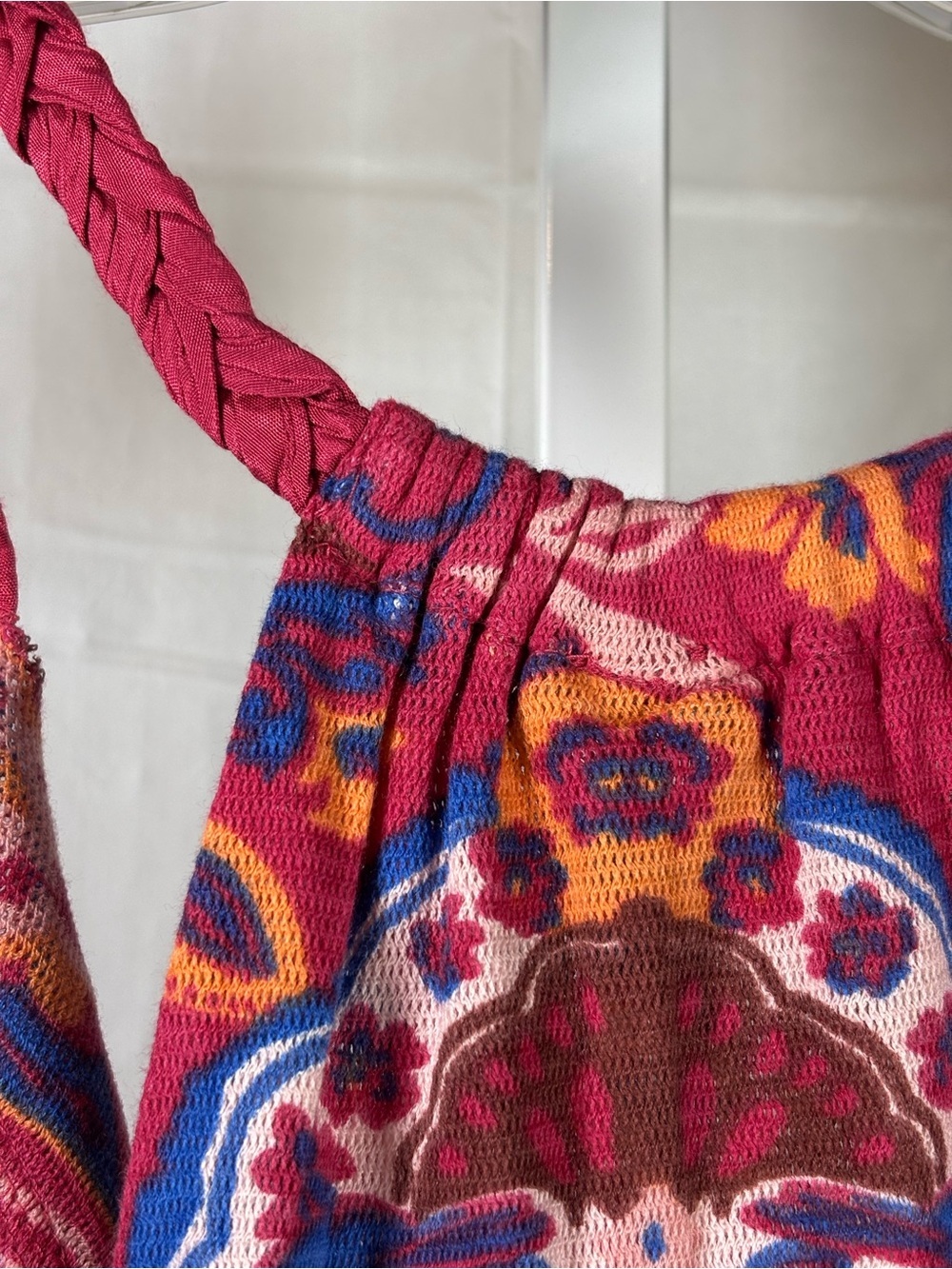 Free People Red Multi Halter Camisole with Boho Medallion Print - Picture 7 of 9